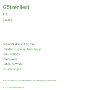 Wie schreibt man Götzenliest? Bedeutung, Synonym, Antonym & Zitate.