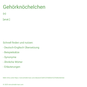 Wie schreibt man Gehörknöchelchen? Bedeutung, Synonym, Antonym & Zitate.