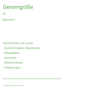 Wie schreibt man Genomgröße? Bedeutung, Synonym, Antonym & Zitate.