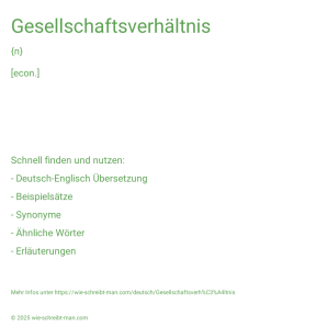 Wie schreibt man Gesellschaftsverhältnis? Bedeutung, Synonym, Antonym & Zitate.