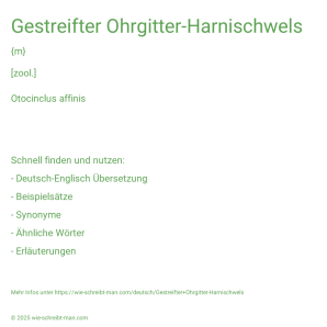 Wie schreibt man Gestreifter Ohrgitter-Harnischwels? Bedeutung, Synonym, Antonym & Zitate.