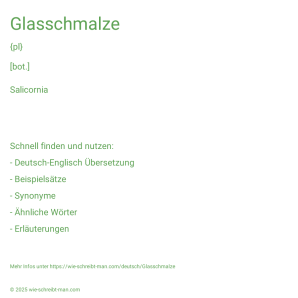 Wie schreibt man Glasschmalze? Bedeutung, Synonym, Antonym & Zitate.
