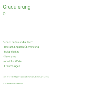 Wie schreibt man Graduierung? Bedeutung, Synonym, Antonym & Zitate.