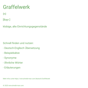 Wie schreibt man Graffelwerk? Bedeutung, Synonym, Antonym & Zitate.