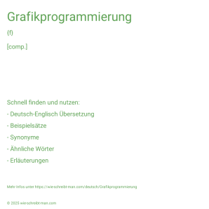 Wie schreibt man Grafikprogrammierung? Bedeutung, Synonym, Antonym & Zitate.