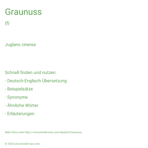 Wie schreibt man Graunuss? Bedeutung, Synonym, Antonym & Zitate.