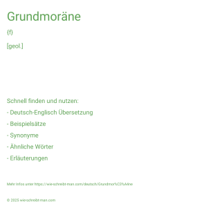 Wie schreibt man Grundmoräne? Bedeutung, Synonym, Antonym & Zitate.