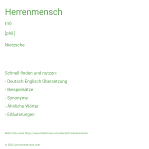 Wie schreibt man Herrenmensch? Bedeutung, Synonym, Antonym & Zitate.