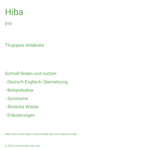 Wie schreibt man Hiba? Bedeutung, Synonym, Antonym & Zitate.