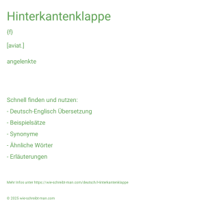 Wie schreibt man Hinterkantenklappe? Bedeutung, Synonym, Antonym & Zitate.
