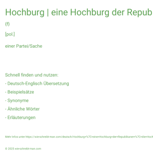 Wie schreibt man Hochburg | eine Hochburg der Republikaner | die Hochburg der Revolte? Bedeutung, Synonym, Antonym & Zitate.