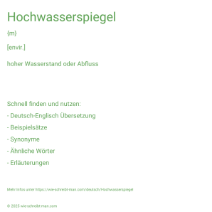 Wie schreibt man Hochwasserspiegel? Bedeutung, Synonym, Antonym & Zitate.