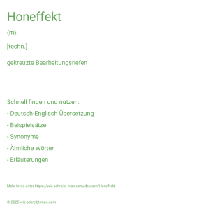 Wie schreibt man Honeffekt? Bedeutung, Synonym, Antonym & Zitate.