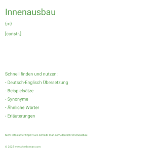 Wie schreibt man Innenausbau? Bedeutung, Synonym, Antonym & Zitate.