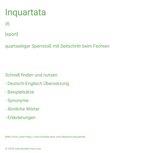Wie schreibt man Inquartata? Bedeutung, Synonym, Antonym & Zitate.
