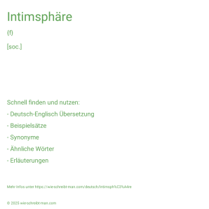 Wie schreibt man Intimsphäre? Bedeutung, Synonym, Antonym & Zitate.