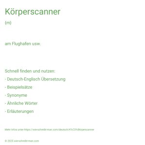 Wie schreibt man Körperscanner? Bedeutung, Synonym, Antonym & Zitate.