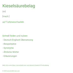 Wie schreibt man Kieselsäurebelag? Bedeutung, Synonym, Antonym & Zitate.