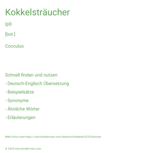 Wie schreibt man Kokkelsträucher? Bedeutung, Synonym, Antonym & Zitate.