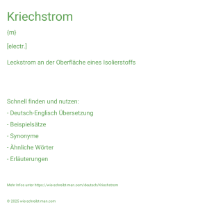 Wie schreibt man Kriechstrom? Bedeutung, Synonym, Antonym & Zitate.