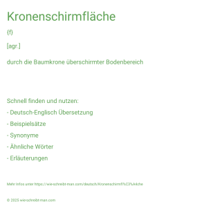 Wie schreibt man Kronenschirmfläche? Bedeutung, Synonym, Antonym & Zitate.