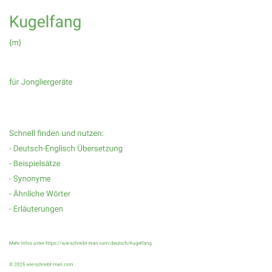 Wie schreibt man Kugelfang? Bedeutung, Synonym, Antonym & Zitate.
