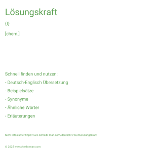 Wie schreibt man Lösungskraft? Bedeutung, Synonym, Antonym & Zitate.