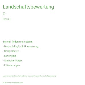 Wie schreibt man Landschaftsbewertung? Bedeutung, Synonym, Antonym & Zitate.