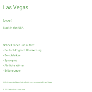 Wie schreibt man Las Vegas? Bedeutung, Synonym, Antonym & Zitate.