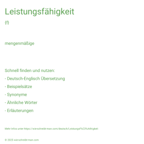 Wie schreibt man Leistungsfähigkeit? Bedeutung, Synonym, Antonym & Zitate.