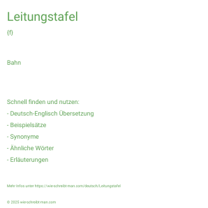 Wie schreibt man Leitungstafel? Bedeutung, Synonym, Antonym & Zitate.