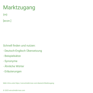 Wie schreibt man Marktzugang? Bedeutung, Synonym, Antonym & Zitate.