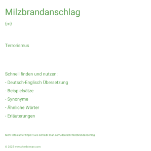 Wie schreibt man Milzbrandanschlag? Bedeutung, Synonym, Antonym & Zitate.