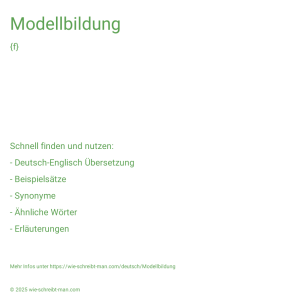 Wie schreibt man Modellbildung? Bedeutung, Synonym, Antonym & Zitate.