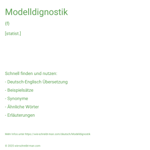 Wie schreibt man Modelldignostik? Bedeutung, Synonym, Antonym & Zitate.
