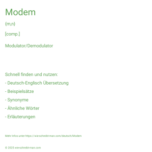 Wie schreibt man Modem? Bedeutung, Synonym, Antonym & Zitate.