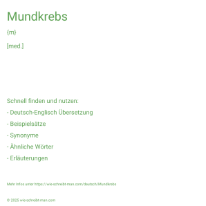 Wie schreibt man Mundkrebs? Bedeutung, Synonym, Antonym & Zitate.