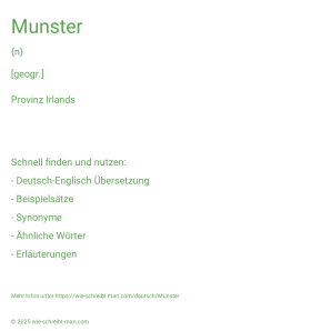 Wie schreibt man Munster? Bedeutung, Synonym, Antonym & Zitate.