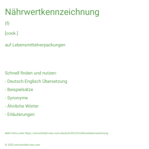 Wie schreibt man Nährwertkennzeichnung? Bedeutung, Synonym, Antonym & Zitate.