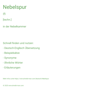 Wie schreibt man Nebelspur? Bedeutung, Synonym, Antonym & Zitate.