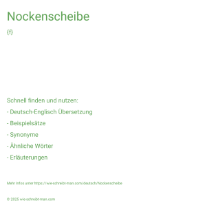 Wie schreibt man Nockenscheibe? Bedeutung, Synonym, Antonym & Zitate.