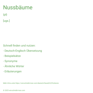 Wie schreibt man Nussbäume? Bedeutung, Synonym, Antonym & Zitate.
