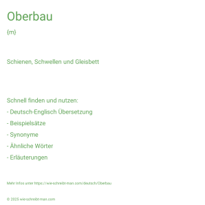 Wie schreibt man Oberbau? Bedeutung, Synonym, Antonym & Zitate.