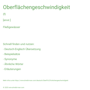 Wie schreibt man Oberflächengeschwindigkeit? Bedeutung, Synonym, Antonym & Zitate.