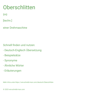 Wie schreibt man Oberschlitten? Bedeutung, Synonym, Antonym & Zitate.