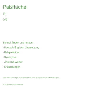 Wie schreibt man Paßfläche? Bedeutung, Synonym, Antonym & Zitate.