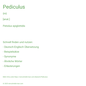 Wie schreibt man Pediculus? Bedeutung, Synonym, Antonym & Zitate.