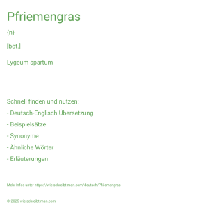 Wie schreibt man Pfriemengras? Bedeutung, Synonym, Antonym & Zitate.