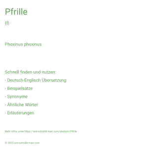 Wie schreibt man Pfrille? Bedeutung, Synonym, Antonym & Zitate.