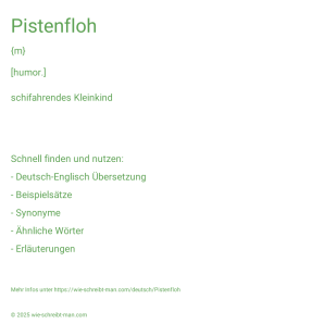 Wie schreibt man Pistenfloh? Bedeutung, Synonym, Antonym & Zitate.